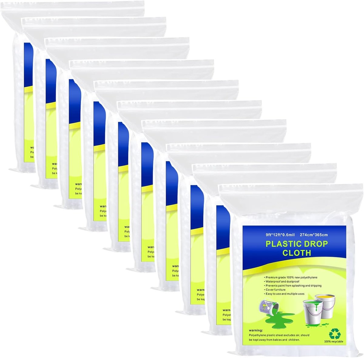 Thijox - Plastic Stofvellen Schilderen, Waterdichte Transparante Druppeldoek voor Meubelhoes, 10 Stuks 20 x 30 cm, Wegwerp Dekzeil Hoezen voor Vloer,