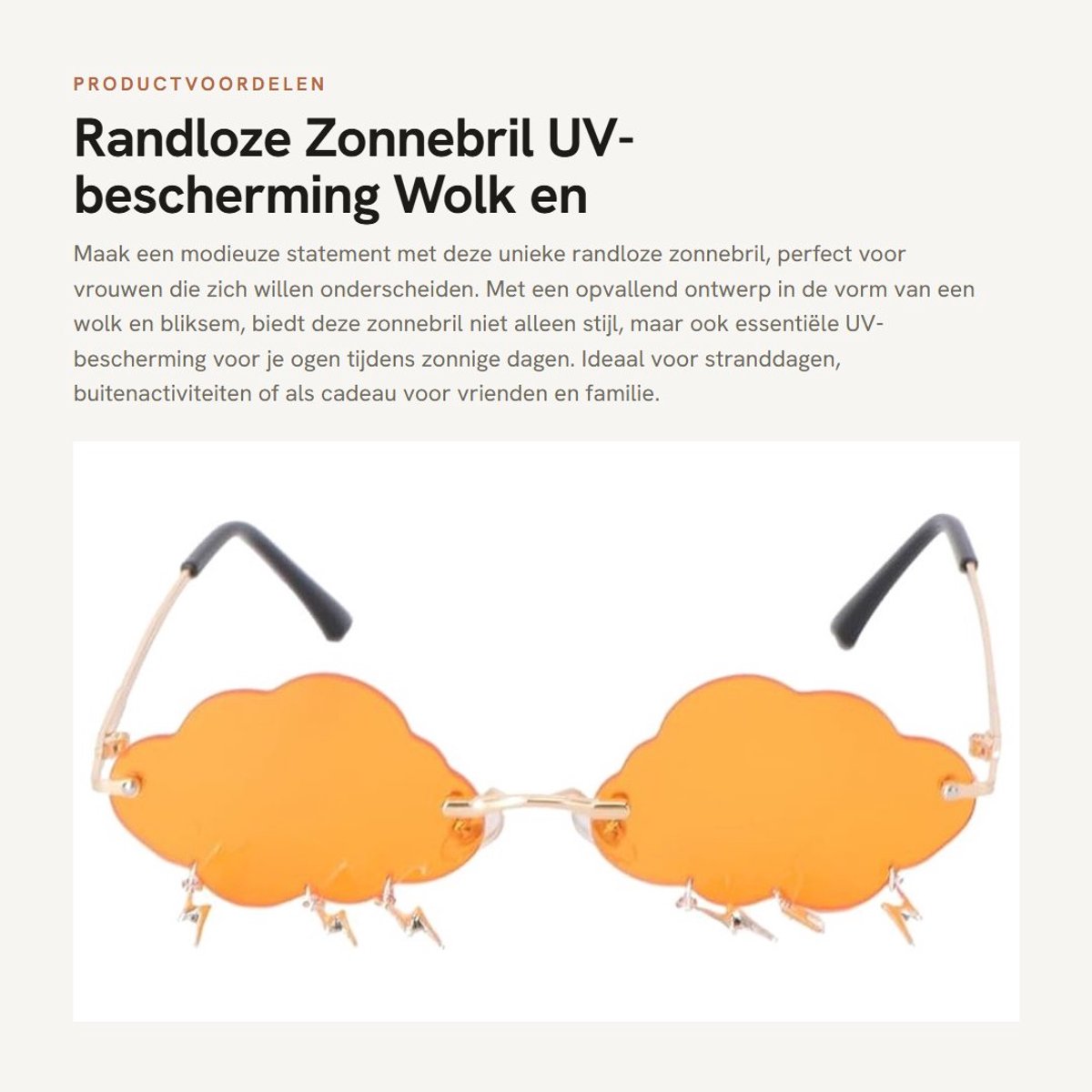 Dailygoods- Zonnebril Randloos - UV-bescherming - Vlieger Zonnebril - Duurzaam Metaal - Onbreekbare Lens - Lichtgewicht en Comfortabel - Zonnebrillen