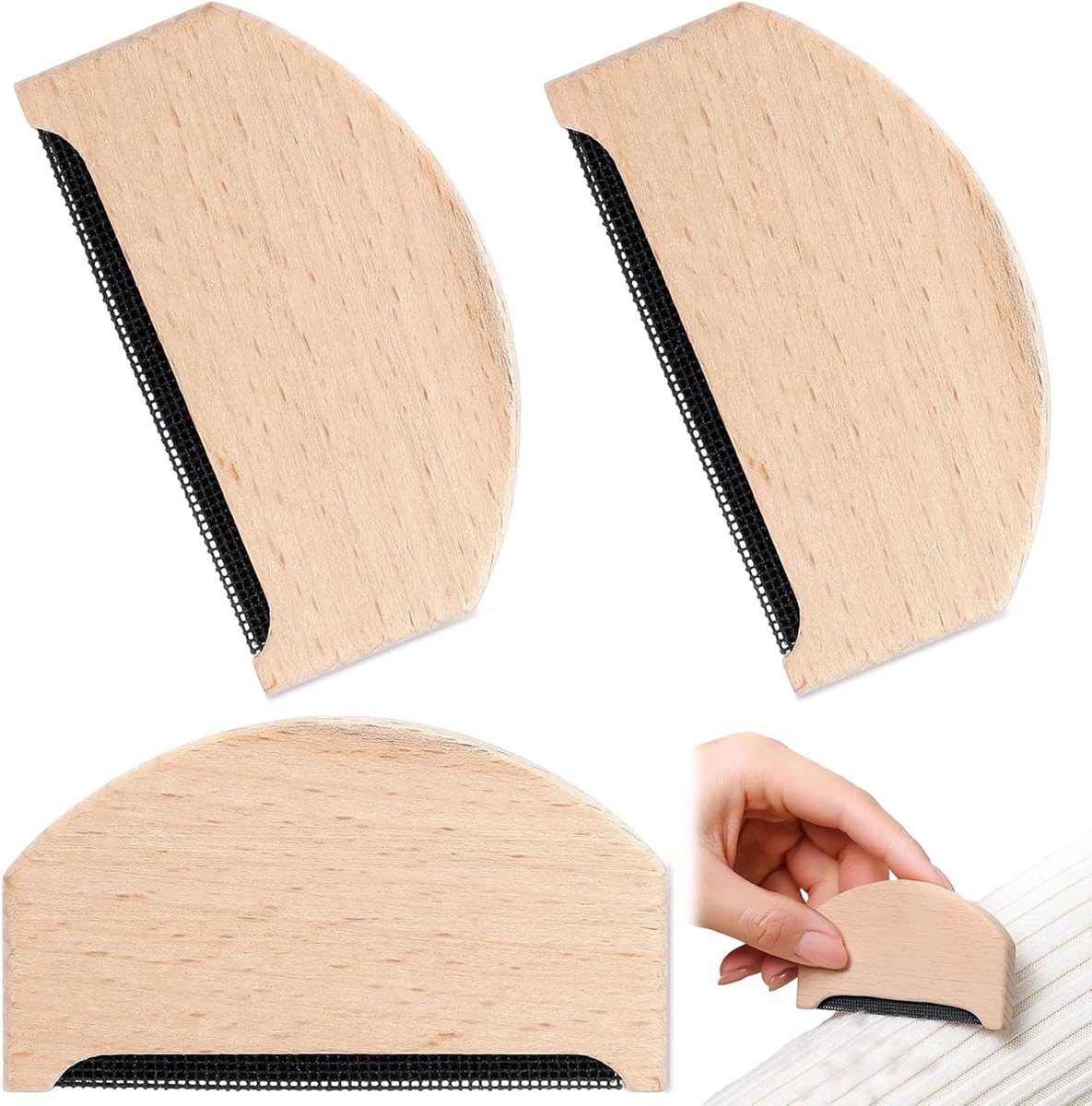 Thijox - 3 Stuks Wolkam Set - Kasjmier & Wol Ontpiller Kam - Verwijdert Pluisjes, Pilling en Bolletjes - Ideaal voor Kleding, Truien, Sjaals en Textie