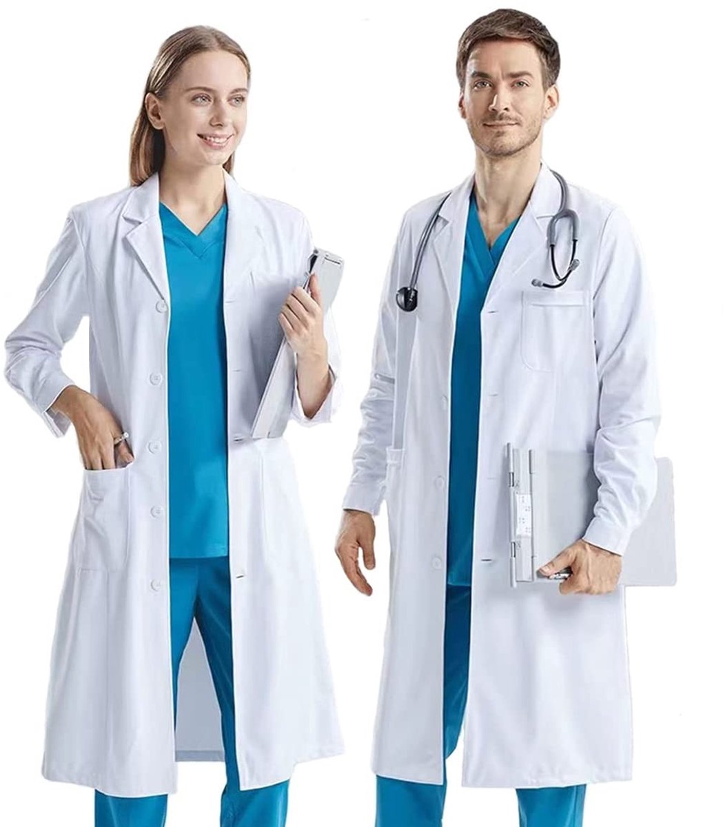 Dailygoods- Laboratoriumjas Uniseks - Ademend Materiaal - Doktersjas - Chemische Jas - Werkkleding - 3 Zakken - Lange Mouwen