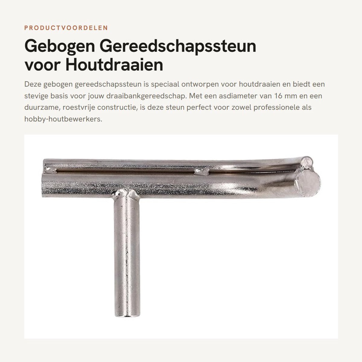 Dailygoods- Gereedschapssteun Gebogen - Slijtvast - Draaibank Hout
