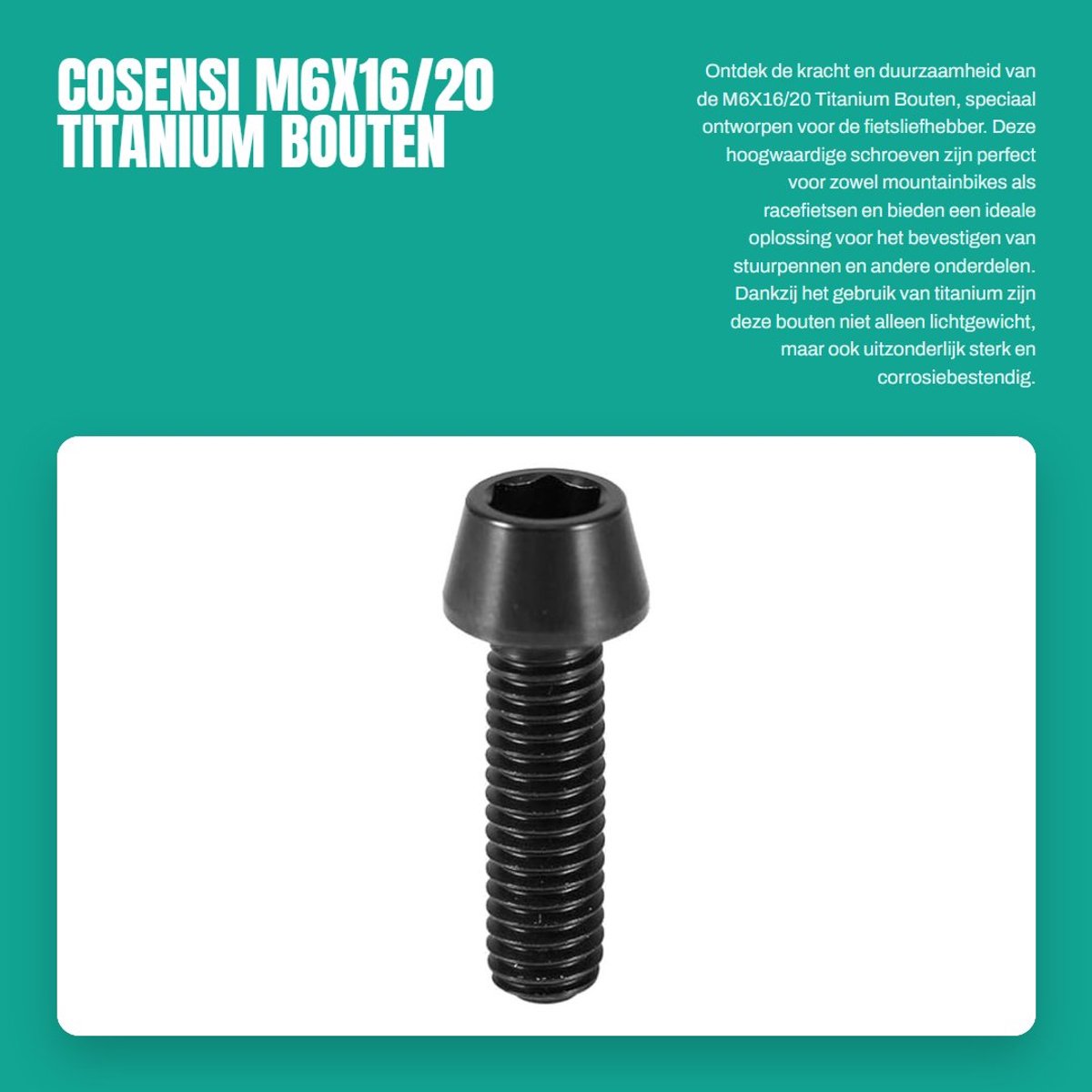 Dailygoods- Titanium Bouten - M6x16/20 - 6 Stuks - Lichtgewicht - Corrosiebestendig - Schokbestendig - Uniek Ontwerp - Fietsbouten
