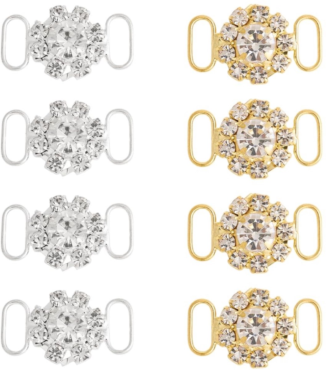 Dailygoods- Schoenveter Charms Ronde Bloem - Kristal Gesp - Schoen Accessoires - Lichtgewicht - Duurzaam - 8 Stuks - Schoenaccessoires
