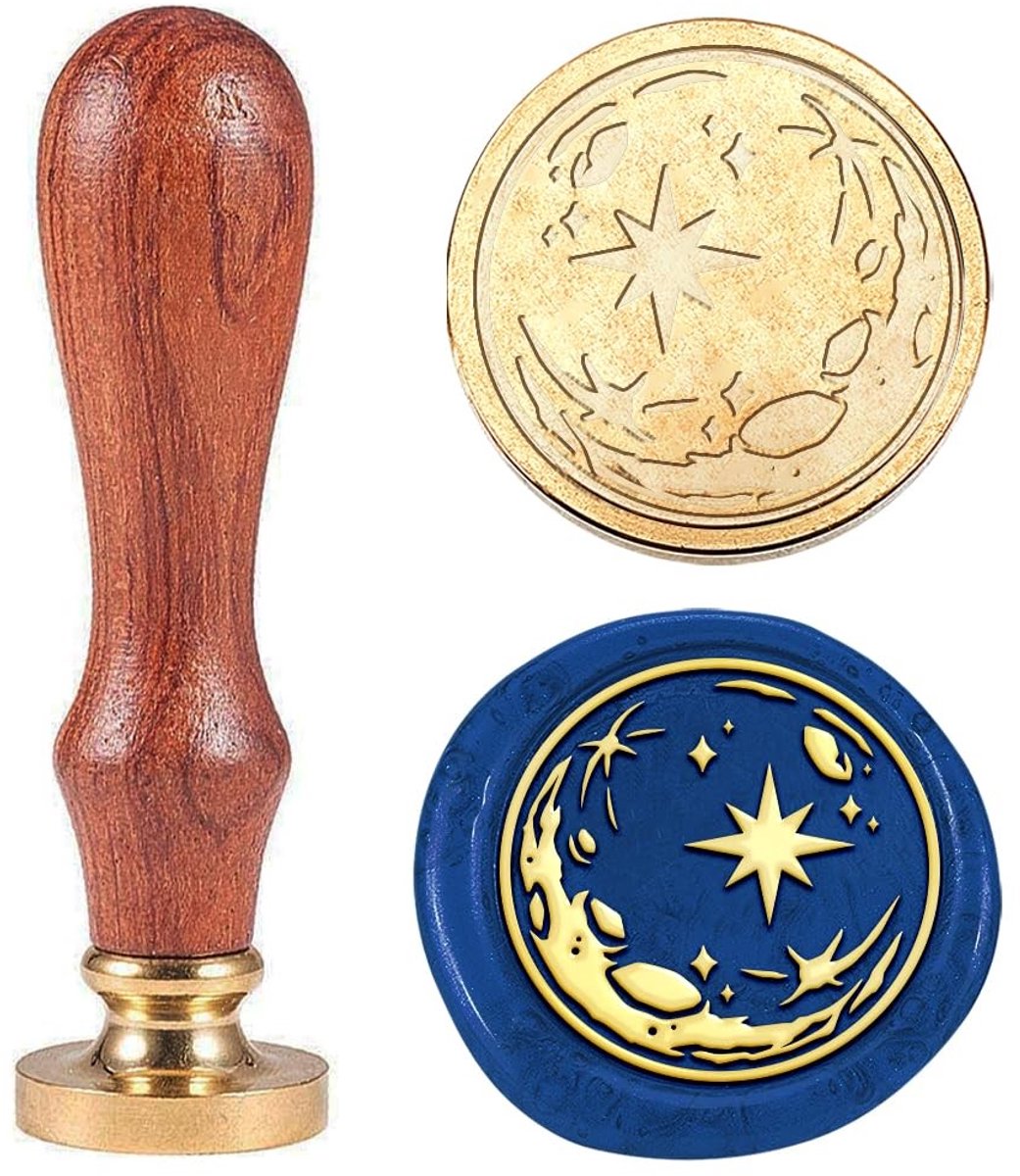 Dailygoods- Zegelstempel Vintage - Afneembare Messing Stempelkop - Houten Handvat - 30 mm - Voor Enveloppen/Uitnodigingen - Eenvoudig in Gebruik - Waszegel