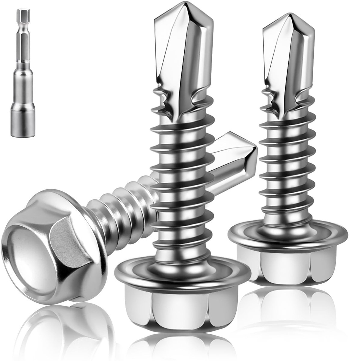 Dailygoods- Zelftappende Schroef 180 Stuks - Roestvrij Staal - Zeskant 4,2 × 19 mm - Bevestiging Plaatwerk - Geschikt voor Metaal - Inclusief Dopsleutel - Plaatschroef