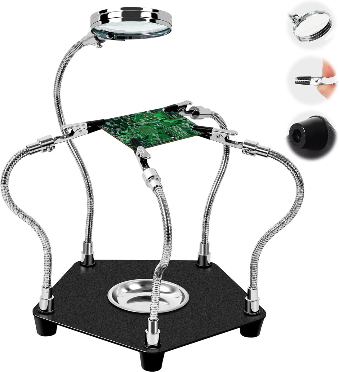 SnelShoppen - Soldering Aid met 3 Loupes en 4 Flexibele Armen - Handige Solderingshouder voor Elektronica, Sieraden en Creatieve Klussen