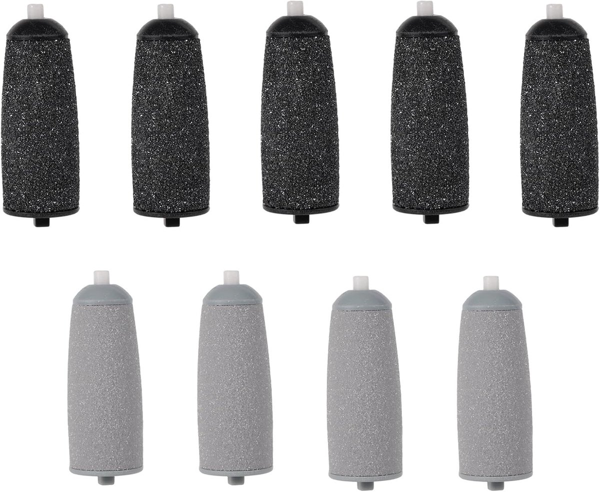 Thijox - 9 St Vervangende Kop voor Elektrische Voetvijl, Fijn en Grof Zand Pedicure Tool, Slijpwielkop, 5,09x2,06cm, Grijs/Zwart, Perfect voor Thuisge