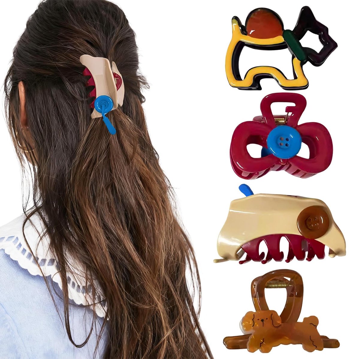 SnelShoppen - Haarclips Klein 4 Stuks Klem Haarspelden Antislip Haaraccessoires voor Vrouwen Meisjes Sterke Grip Zijkapsels Perfect voor Dikke Dunne K