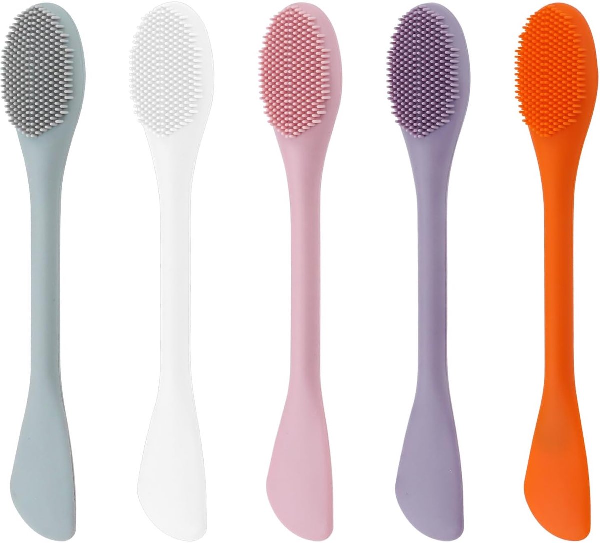 Thijox - 5-pack siliconen gezichtsschrobberborstel 2-in-1 applicator tool voor gezichtsmaskers, exfoliëren en poriënreiniging, zachte siliconen huidve