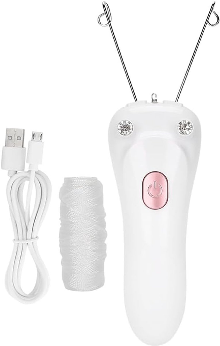 Thijox - Gezichtshaarverwijderaar Elektrische Ontharing Epilator Vrouwen Draadloze Katoenen Draadinrijger Roze - Fijne Haren Kin Bovenlip Scheerappara