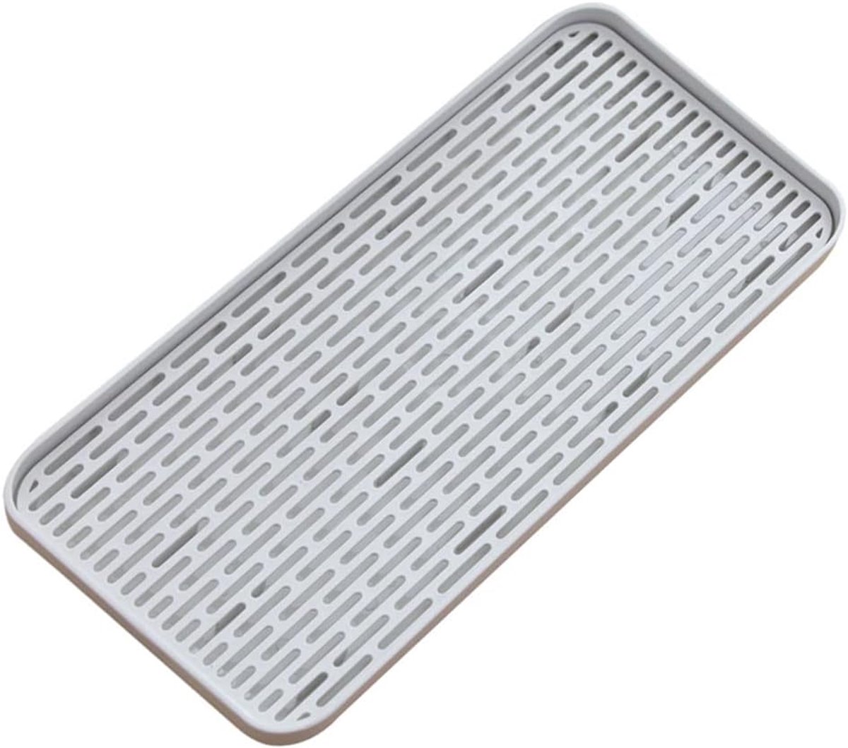 SnelShoppen - Multifunctionele Drainer met Waterbesparende Mat 31 x 17.5 cm, Grijs, Voor Fruit, Gereedschap, Keuken, Badkamer, Sneldrogend, Antislip