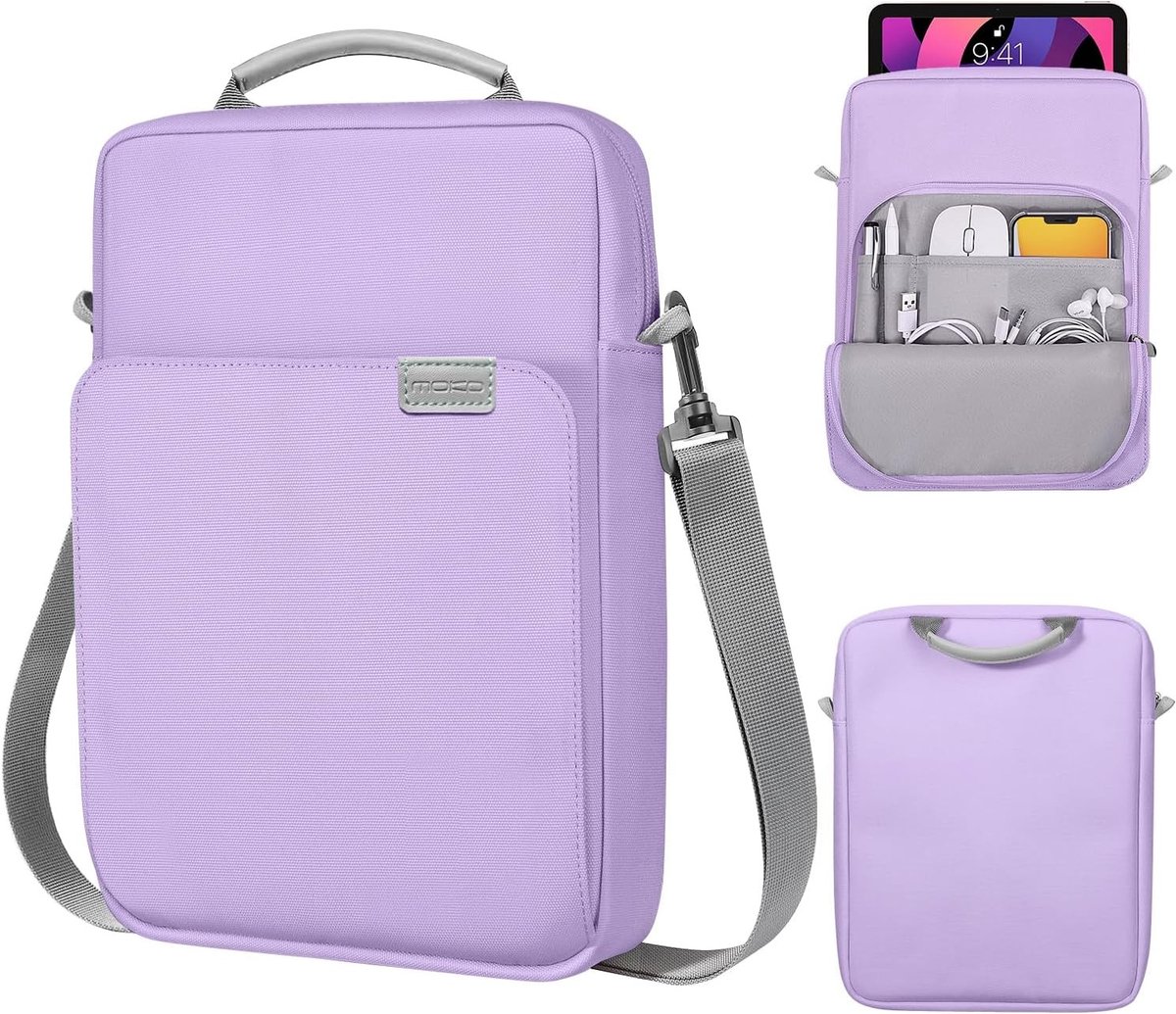Tablet Sleeve Tas voor 9-11 Inch Tablets met Schouderband - Geschikt voor iPad Air, Pro 11" en Galaxy Tab S8/S9 - Paars