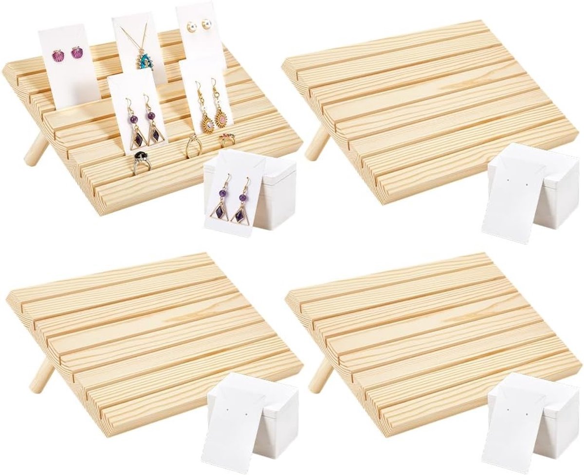 154 Stuks Houten Oorbellenkaarten Display Set, Houten Sieradenstandaard en Organiser voor Beurzen en Creatieve Projecten, 11.4" X 6.7