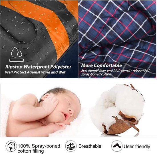Thijox - 1,6 kg Winter All 4 Seasons Flanellen Slaapzak - 210T Polyester - Huidvriendelijk & Waterbestendig - Ideaal voor Camping, Outdoor Activiteite van Thijox — afbeelding 5