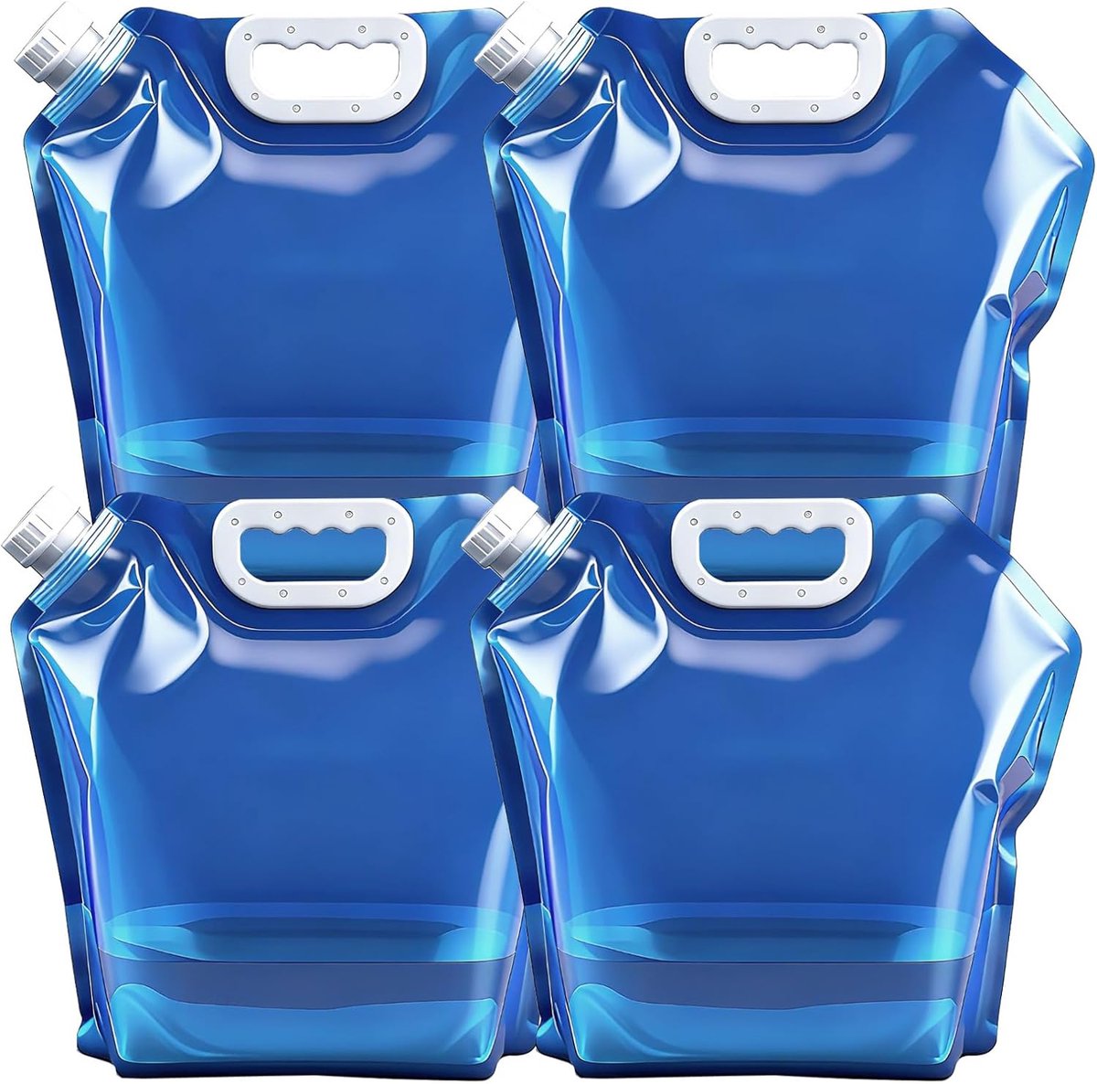 Thijox - 4 Stuks Opvouwbare Waterjerrycan 10L - BPA-vrij, Draagbaar, Herbruikbaar, Blauw - Perfect voor Camping, Noodgevallen en Picknicks