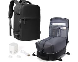 Thijox - Vacuümverpakte Handbagage Rugzak voor Easyjet, Waterdichte Weekendtas, Wandelrugzak, Casual Dagrugzak S1-Zwart voor Onder de Vliegtuigstoel
