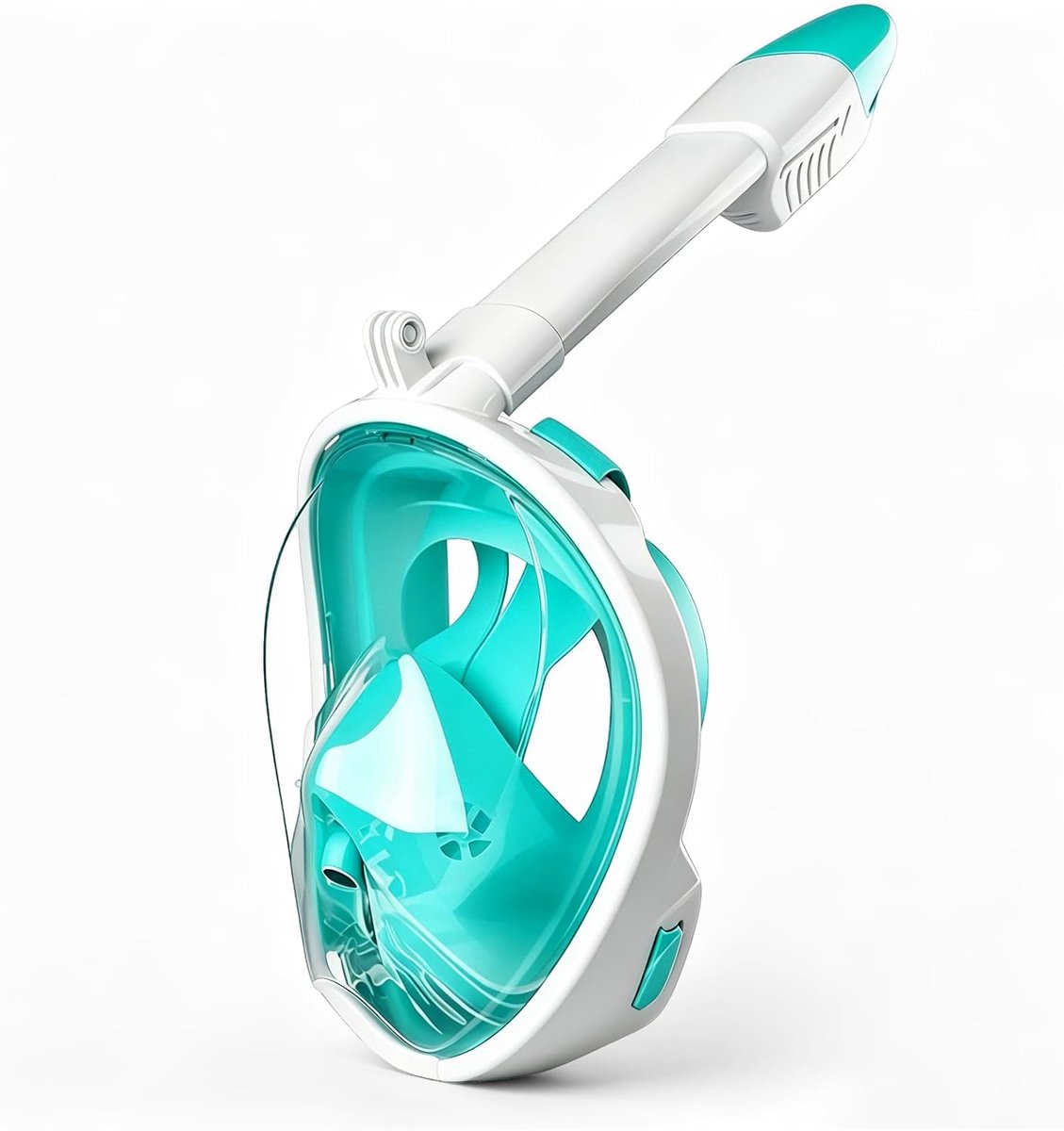 SnelShoppen - Snorkelmasker Volgelaatsmasker 180° Panorama met Anti-condens, Duikmasker met Dry Top Ademhalingssysteem, Duikbril met Camera Houder en