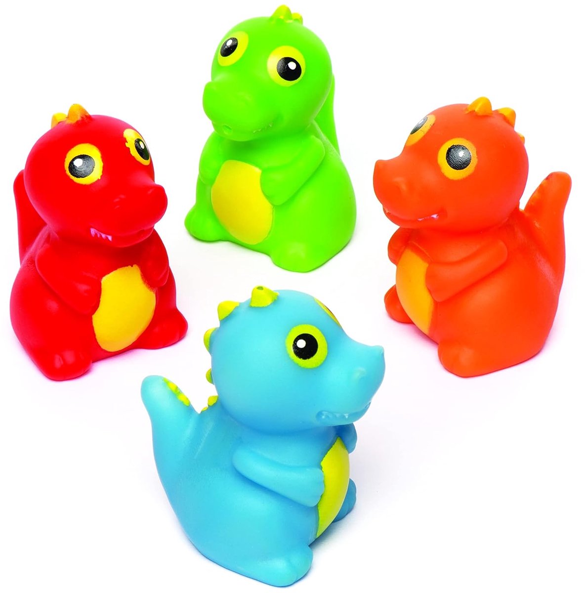 Thijox - Waterspuit Dinosaurus Set van 4 – Drijvende Rubber Spatters voor Badkuip en Zwembad – Leuk Speelgoed voor Kinderen, Feesten en Zomerse Activi