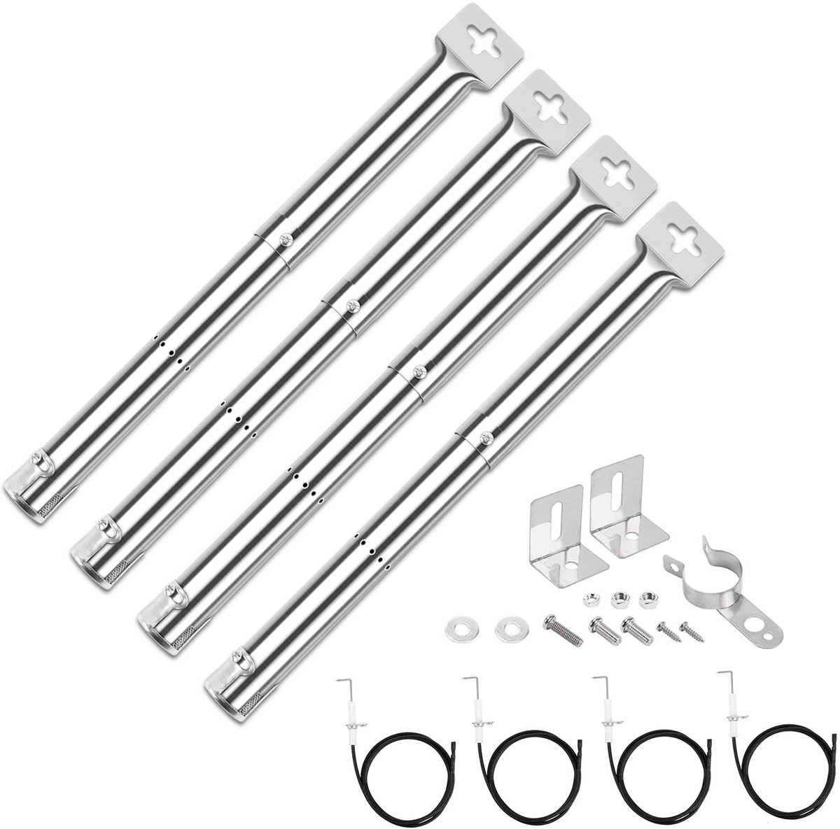 Inovra- Brandervervanging Universeel - Roestvrijstalen Brander - 4 Stuks - Verstelbaar van 31-44 cm - Inclusief Hardware - Geschikt voor Gasgrills - Gasbrander
