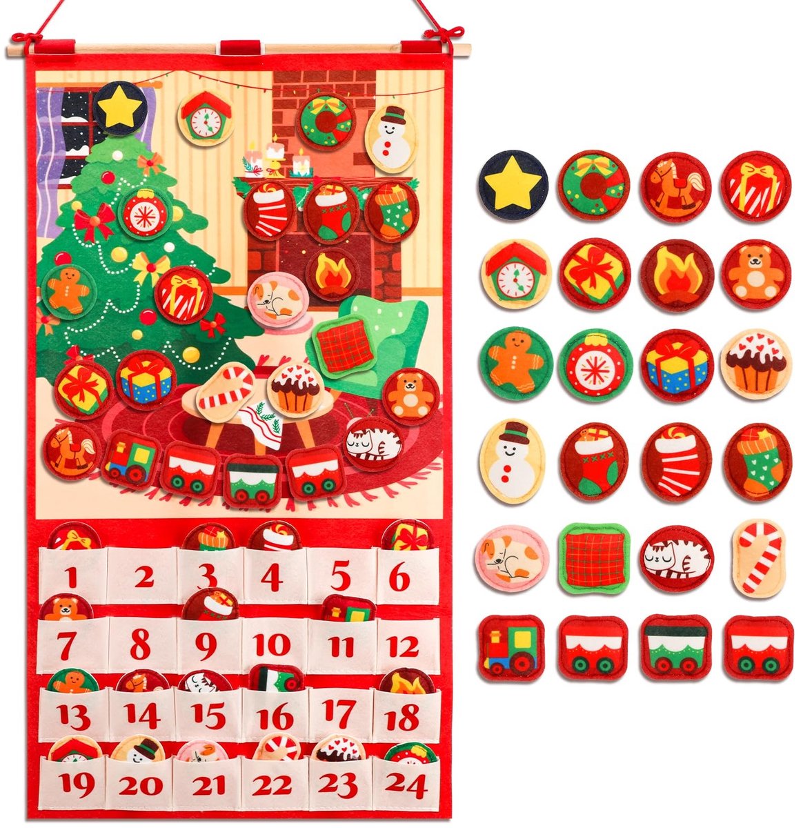 Inovra- Adventskalender 2025 - Adventskalender voor kinderen - Adventskalender make up - Adventskalender lego - Adventskalender chocolade - 24 gevulde ornamenten - Kerstkalender