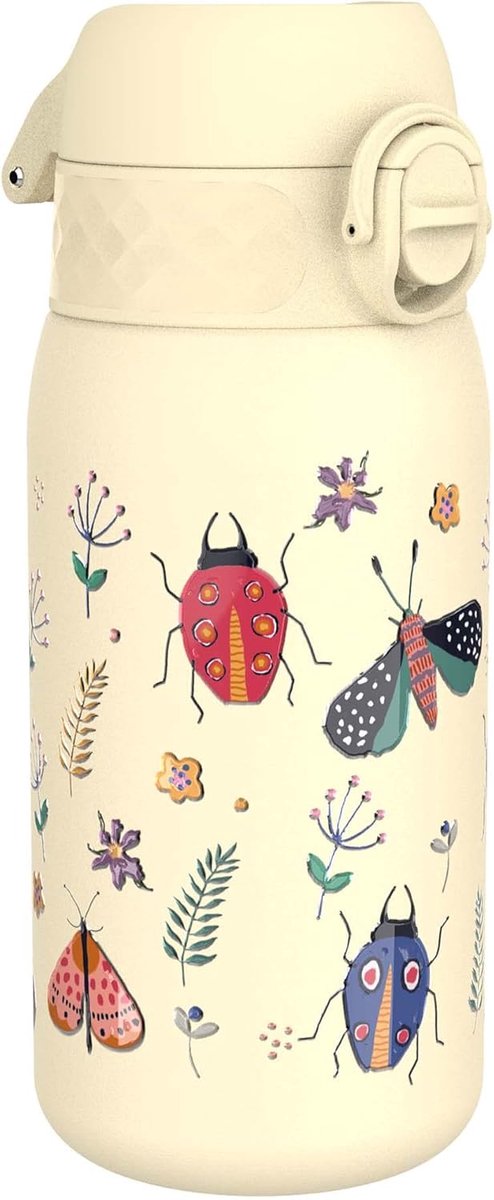 Thijox - Roestvrijstalen Kinderwaterfles 400 ml - Lekvrij, Makkelijk te Openen, Veilige Vergrendeling, Vaatwasserbestendig, Duurzaam met Insectenleven