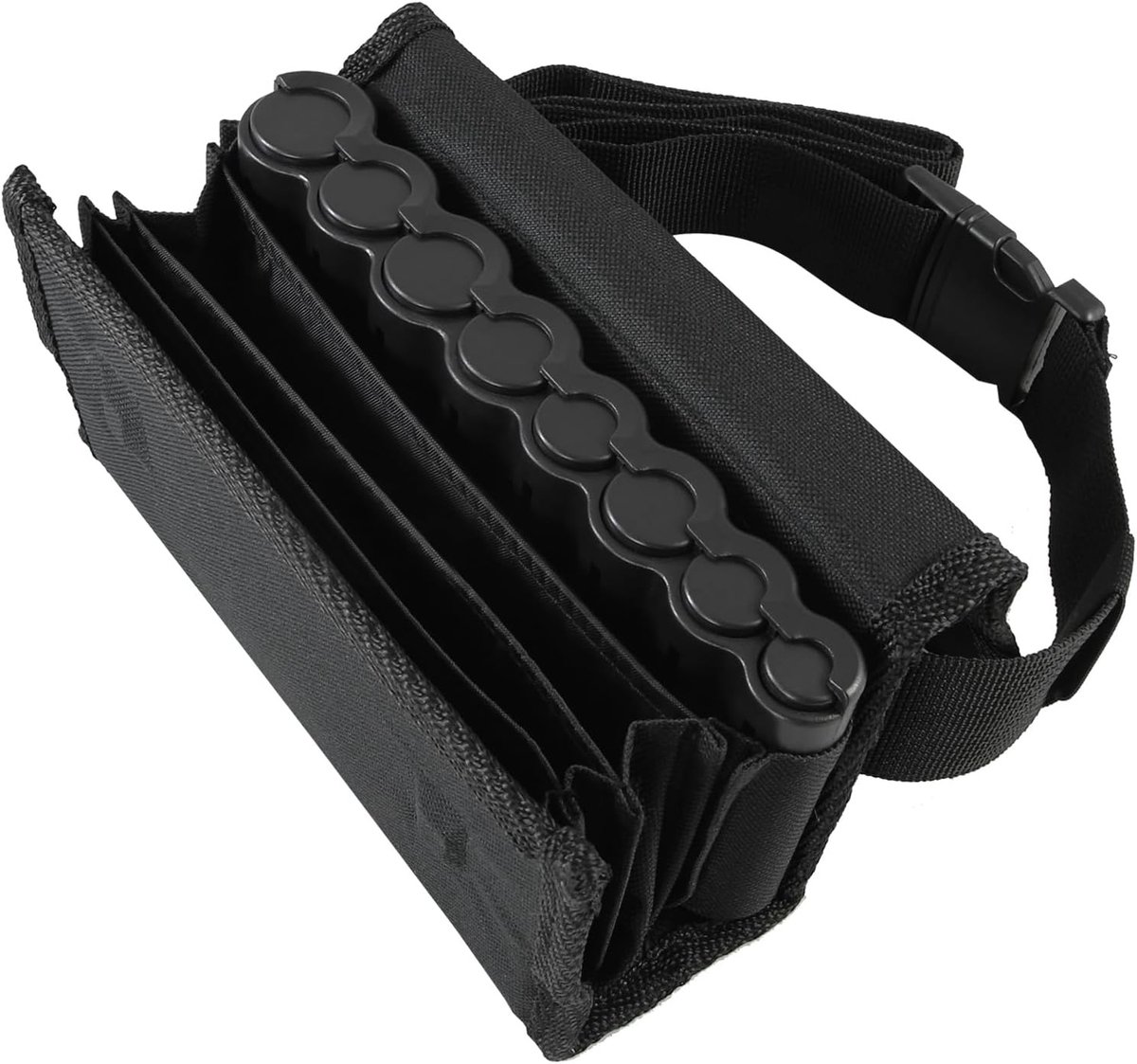 SnelShoppen - HMF 48810-02 Waiter Bag met Euro Changer en Draagriem - Handige Portemonnee voor Ober - 20.5 cm x 6.5 cm x 10 cm - Zwart - Perfect voor
