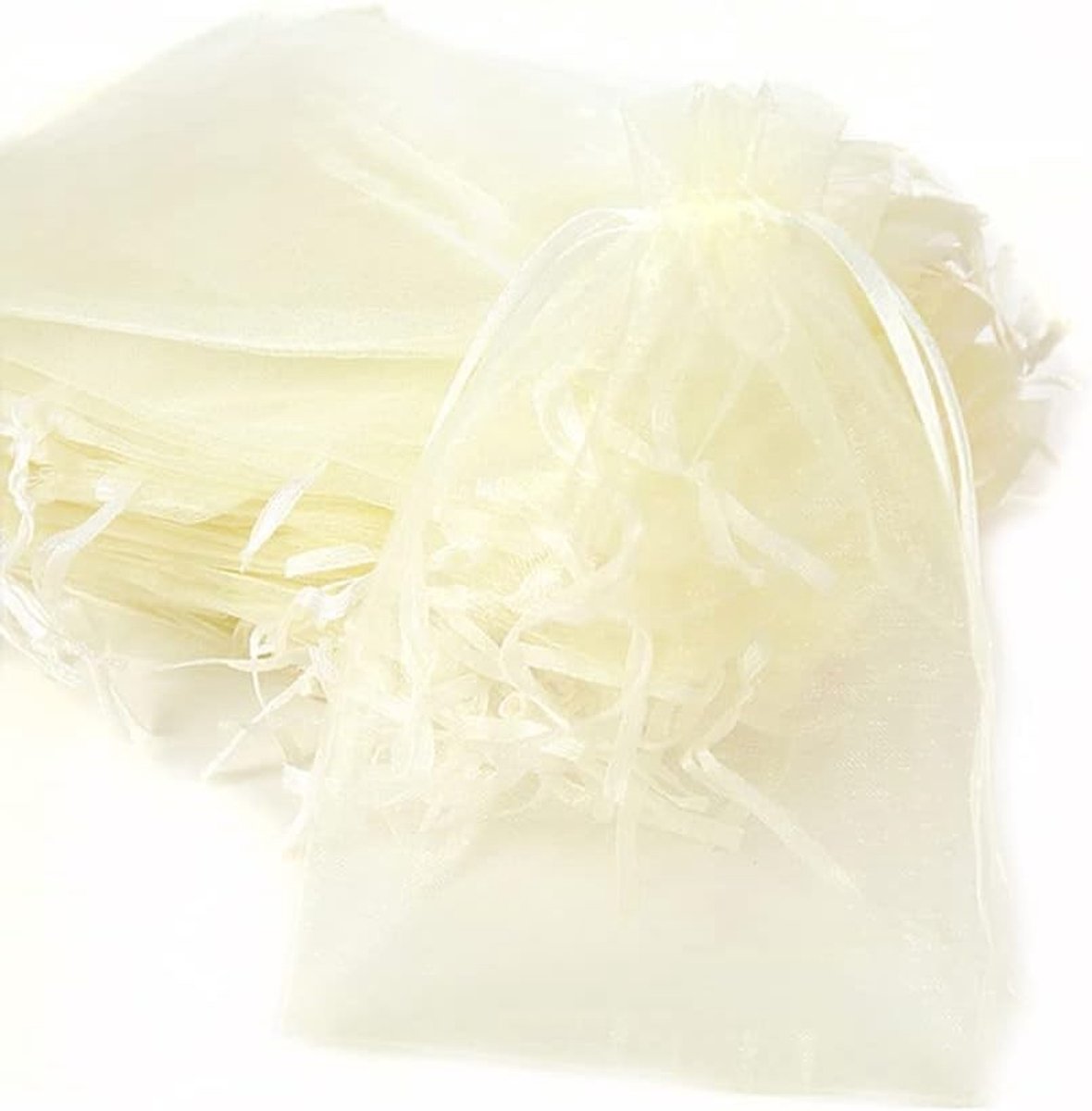 Organza Pouches 100 Stuks voor Cadeaus, Trouwen, Feestjes en Sieraden - 13 x 18 cm, Beige, Trekkoord Tassen, Candy Pouches, Luxe Cadeauverpakking