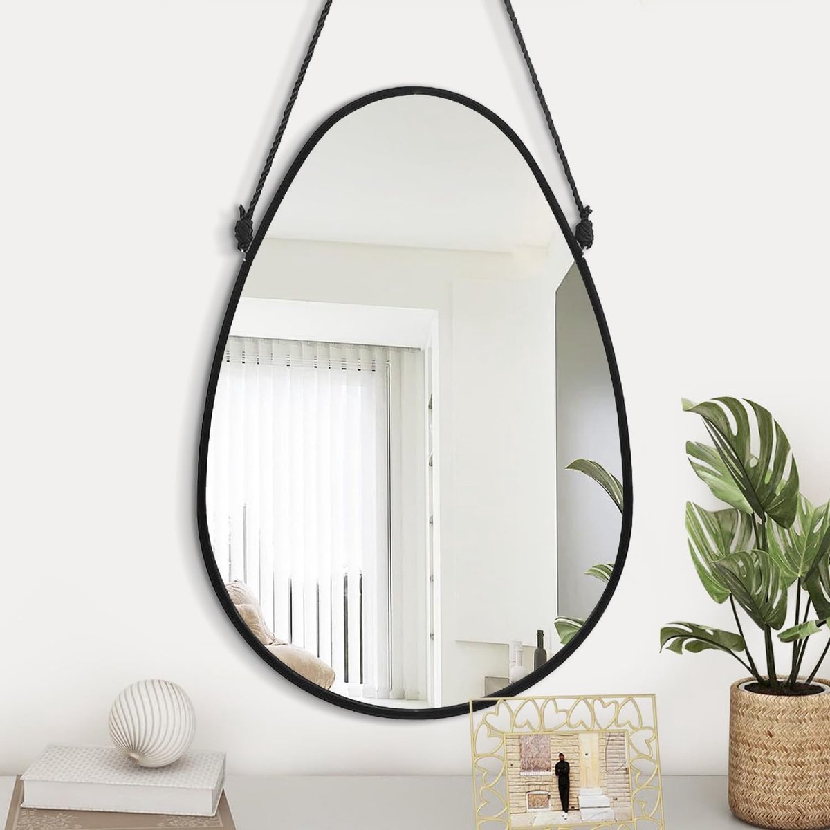Inovra- Wandspiegel Stevig - Ovale Wandspiegel - Hangspiegel 40 x 50 cm - Asymmetrische Wandspiegel - Decoratieve Spiegel - Explosiebestendig Glas - Decoratiespiegel