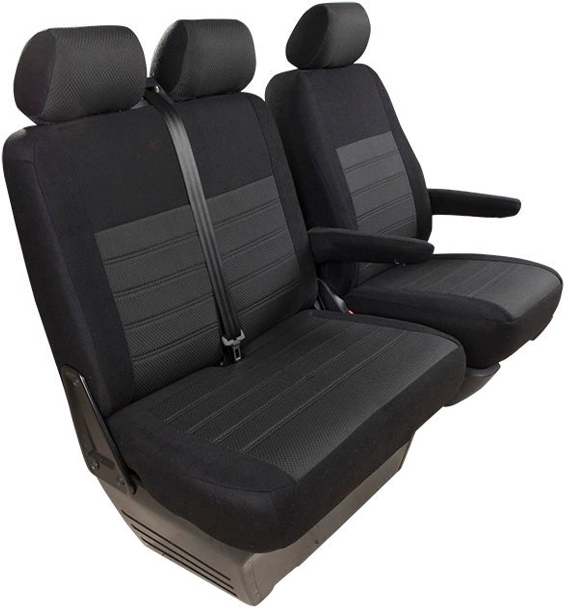 Pasvorm stoelhoezen Renault Master 2010-2024 (past op duobank met split in rugleuning en zitting) - Stof zwart