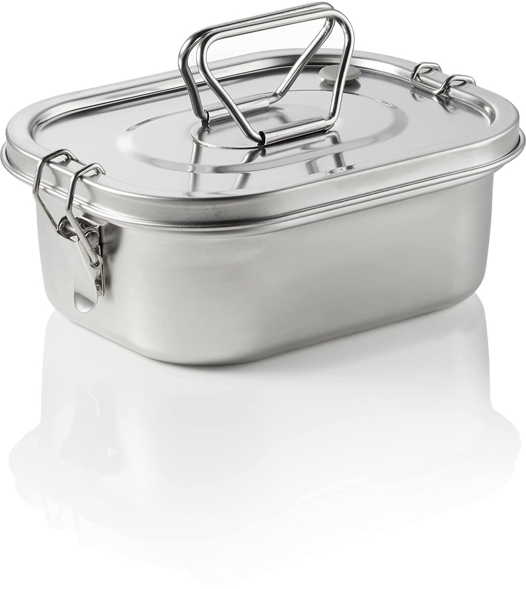 SnelShoppen - Lunchbox 1700 ml, lekvrij, uitneembaar inzetstuk voor onderverdeling, roestvrij staal, met siliconen afdichting en draaggreep, 18 x 14,5