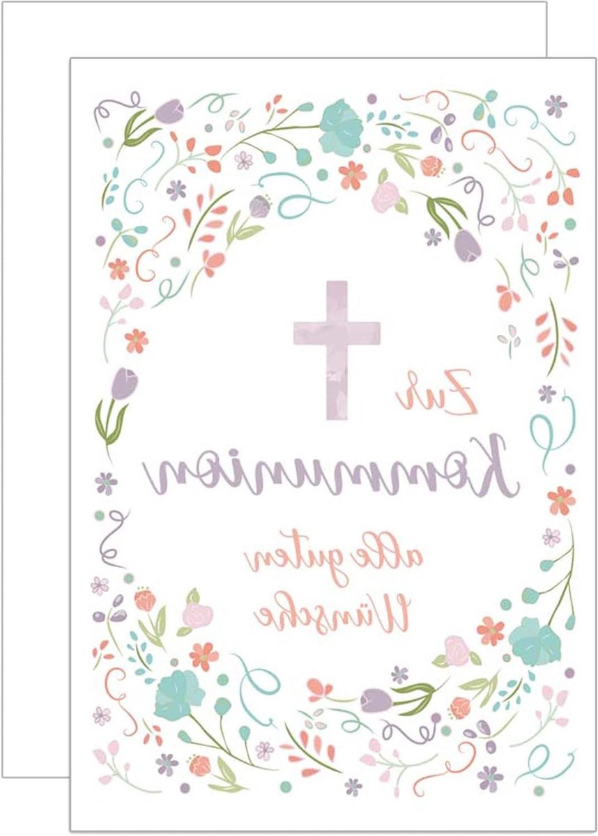 Communiekaart met envelop - Wenskaart communie - Bijzondere gelegenheid - Designer premium kwaliteit - 115 x 17 cm - Meerkleurig