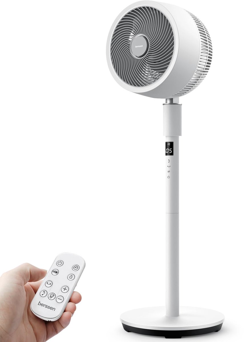 SnelShoppen - Staande Ventilator Stil 25 dB met 3D-Oscillatie, DC-Motor, Verstelbaar van 68/100 cm, Turbo-Luchtcirculatie, Afstandsbediening, Aanraaks