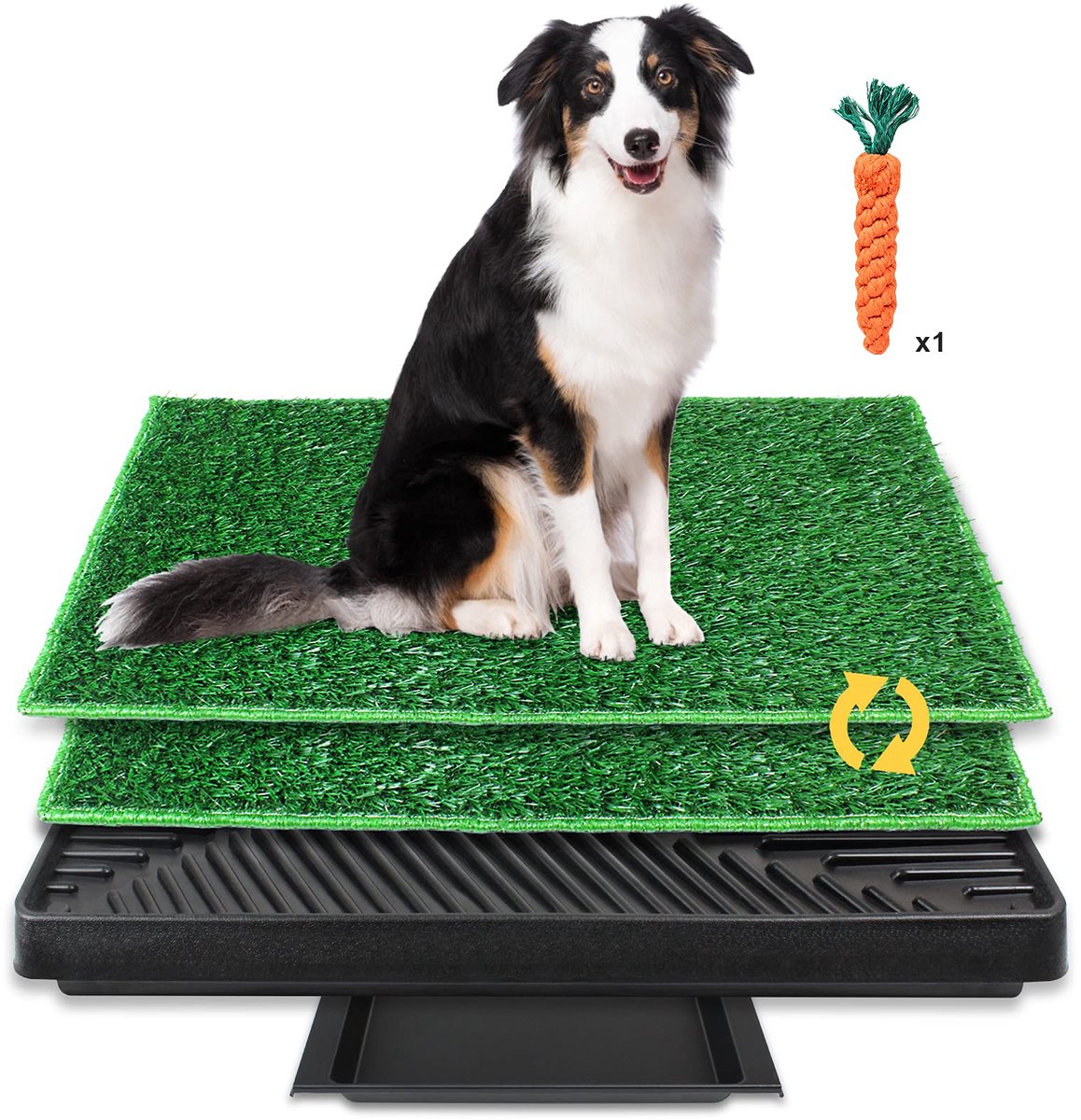 SnelShoppen - Hondentoilet Puppy Plas Trainingsmat met Kunstgrasmatten en Afvalbak voor Binnen/Buiten - 63 cm x 51 cm - Ideaal voor Puppy Training, Hu