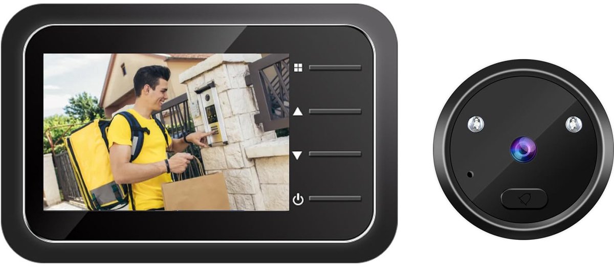 SnelShoppen - 2,4 inch TFT-lcd-deurspion met kijkgatcamera, deurbel, 4 beltonen, 1 MP groothoekcamera, foto-opname, IR-nachtzicht voor thuis, kantoor,