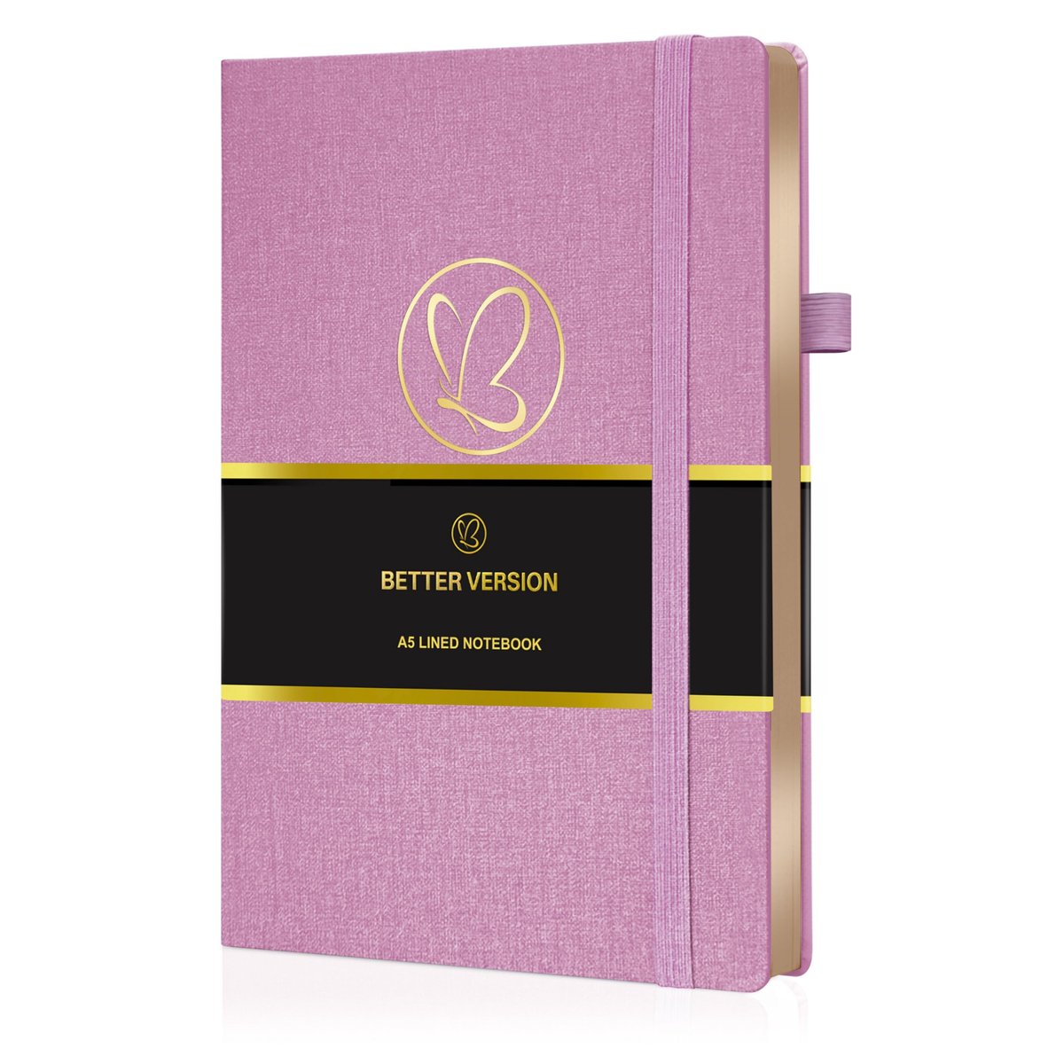 SnelShoppen - Better Version Gelinieerd Notitieboek A5 met Harde Linnen Kaft, 120 g/m² Papier, Gouden Randen, Dubbele Bladwijzers voor Dames en Heren