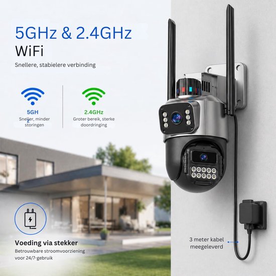 ApexArte® 5G WiFi Beveiligingscamera - Binnen Camera Huisdier Camera - Huisbewaking - Zwart van ApexArte — afbeelding 3