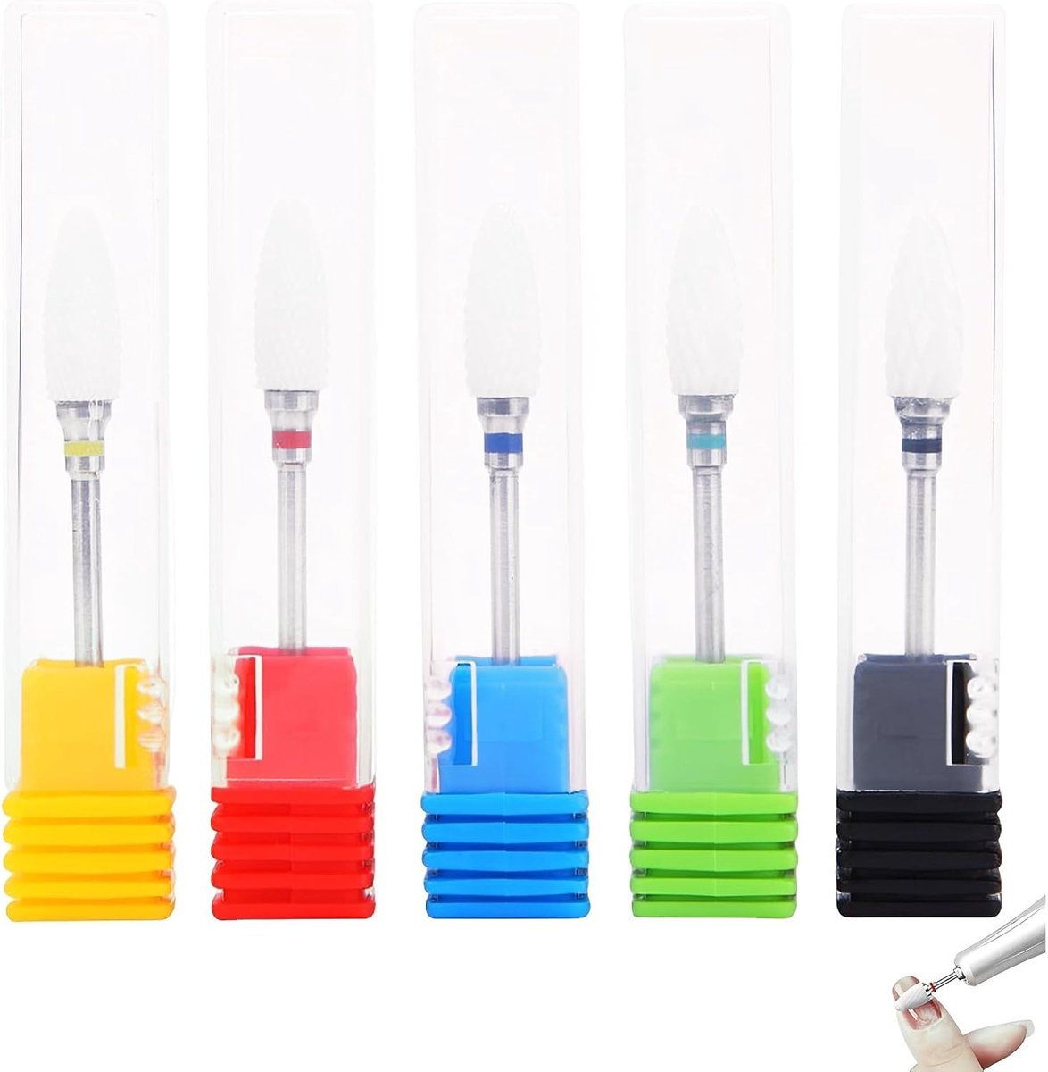 Professionele keramische nagelfreesset voor gel- en acrylverwijdering, manicure- en pedicureset met hoesjes, universeel 3/32 inch, perfect voor nagelverzorging en schoonheid
