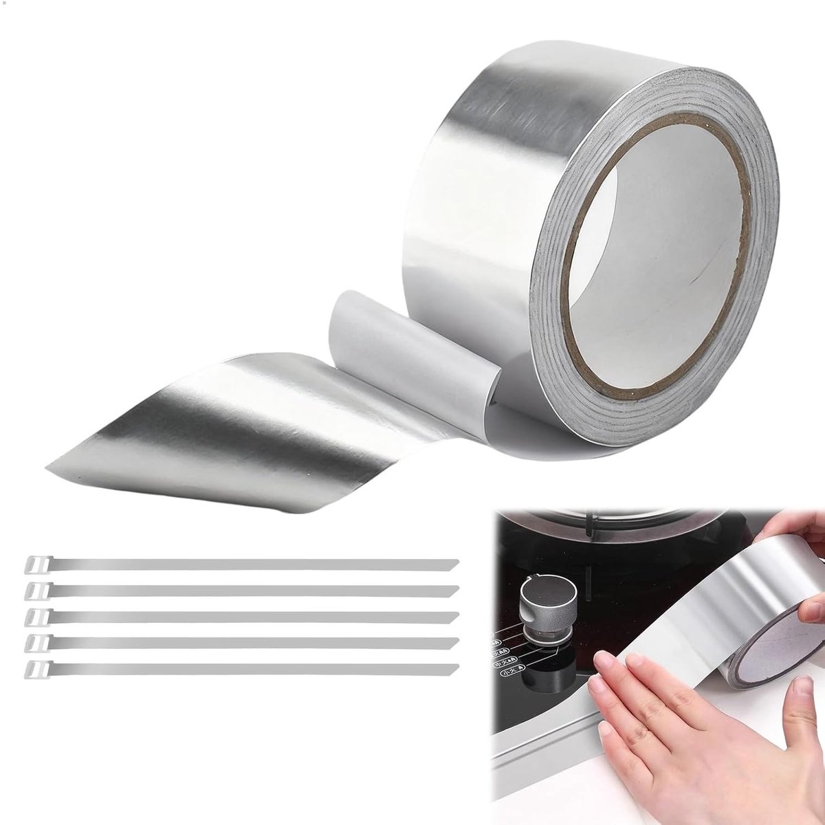 Hittebestendige en waterdichte tape met bevestigingsstrips voor thermische isolatie, geschikt voor keuken, dak, kabels en leidingen