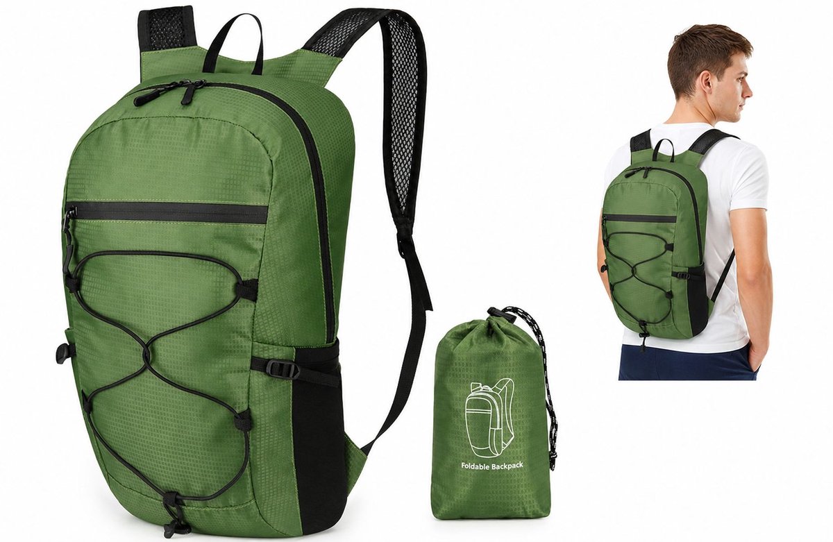VHV - Opvouwbare Rugzak - Ultralichte Waterafstotende Wandelrugzak met Opbergtas - Groen voor Reizen en Sport