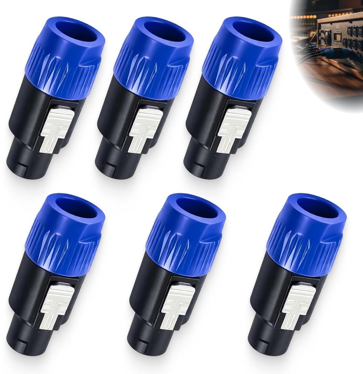 Luidsprekerkabels met waterdichte connectoren, mannelijke jack-audiostekker, professionele adapters voor 6-15 mm kabel, 6 stuks, blauw, ideaal voor audio-installaties