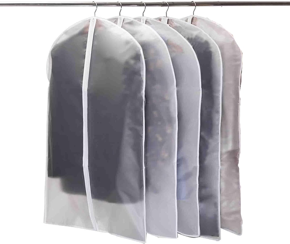 OYLCDI 5 stuks PEVA kledingbeschermzakken 60x100cm - Ademend scheurvast materiaal - Met verstevigde rits - Stof- mot- en schimmelbestendig voor kledingopslag en reizen