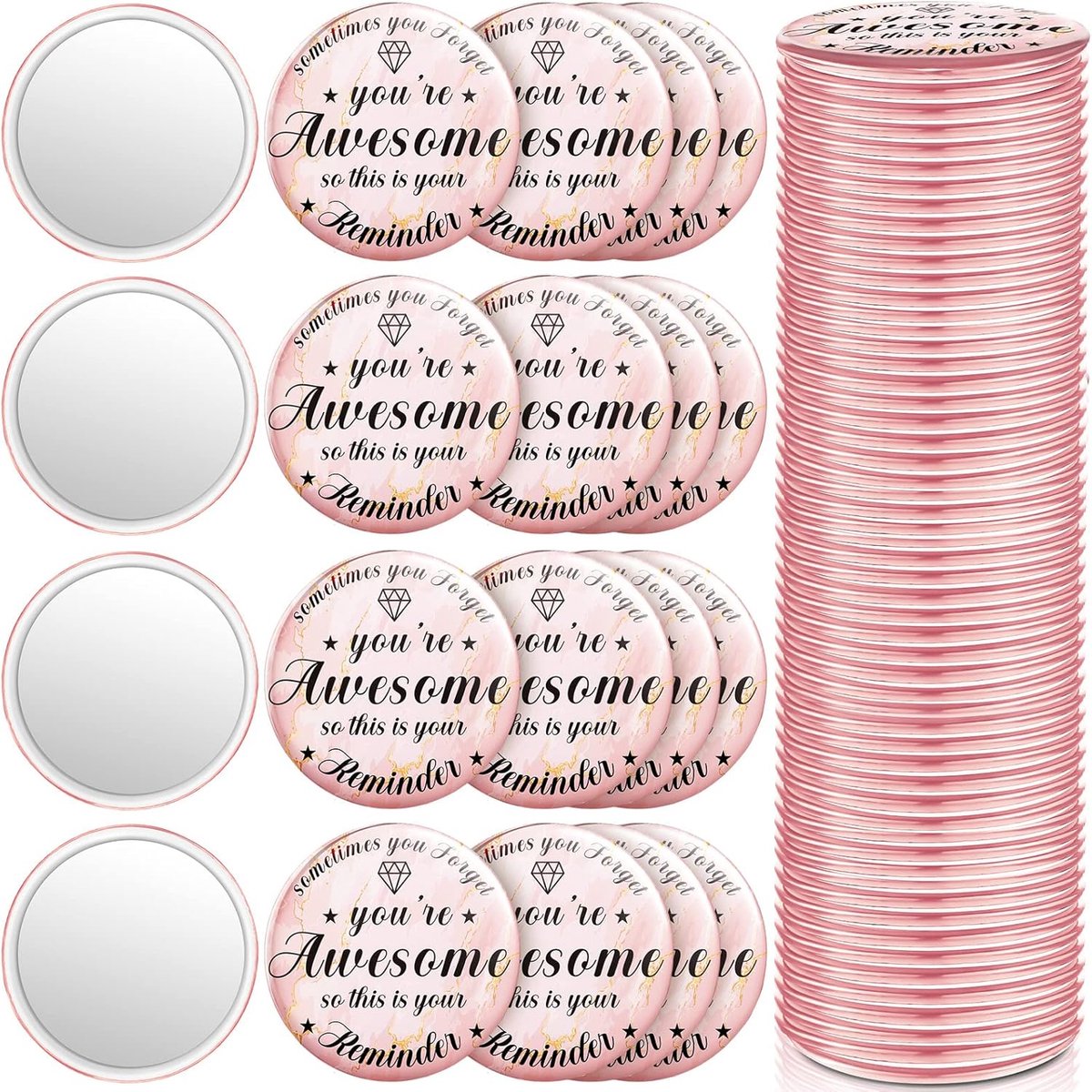 SnelShoppen - 36 Stks 2.76 Inch Compacte Ronde Make-up Spiegel - Inspirerende Mini Portemonnee Spiegel in Rose Goud - Perfecte Geschenken Voor Vrouwen