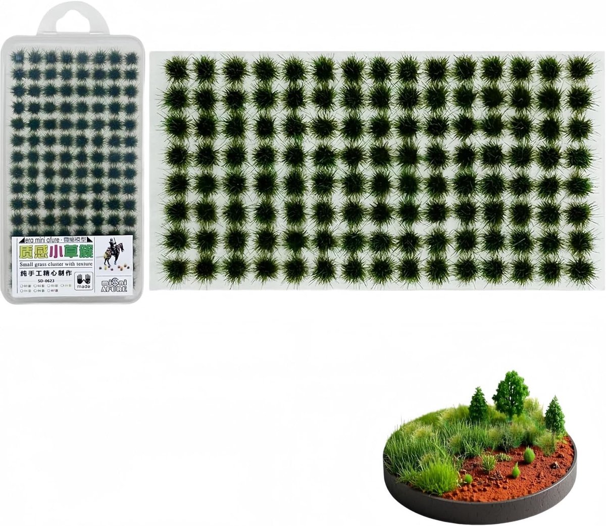 Mini Gras Tufts Set van 104 Stuks - Statig Gras voor Modelbouw, Spoorwegdecoratie en DIY Landschappen