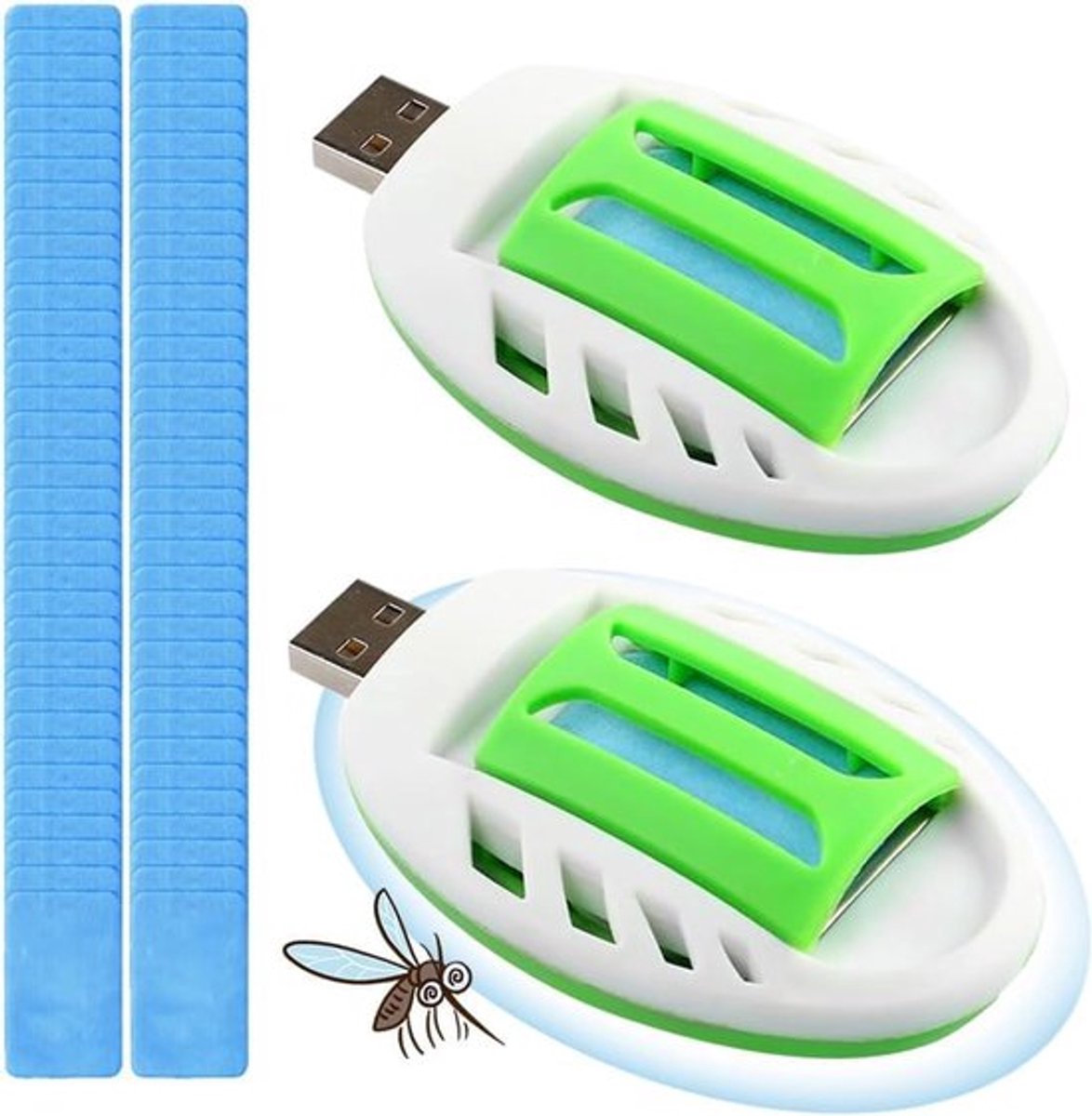 Muggenstekker - 2 stuks - Anti-Muggen Stekker - Elektrische muggenverdelger - USB - met 120 muggenbeschermingstabletten - Insectenbescherming - Beschermt tegen Muggen - Voor vliegen, muggen