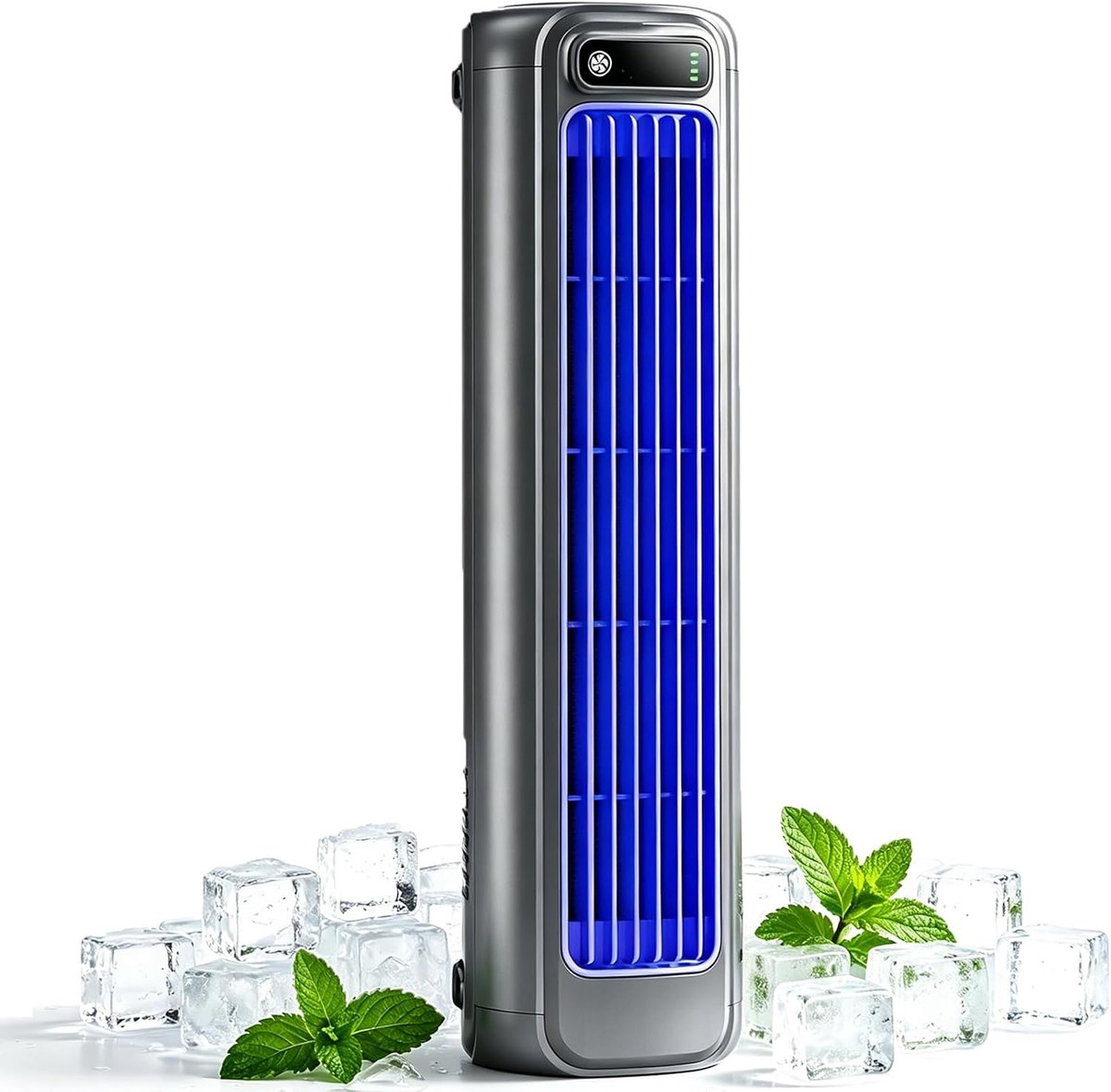 Draagbare aircooler, stille koelventilator met 3 windsnelheden, ophangbaar met haken, luchtcirculatie, lange batterijduur, geschikt voor keuken, (Zwart)