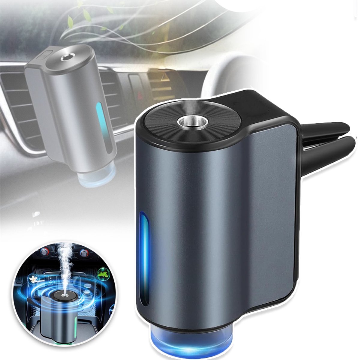 Aromatherapie Machine Diffuser Voor Etherische Oliën Met 3 Spuitmodi Slimme Start-Stop - Batterij Van 45 Dagen Aluminiumlegering Oplaadbaar via USB - Voor Auto En Thuis - Zwart