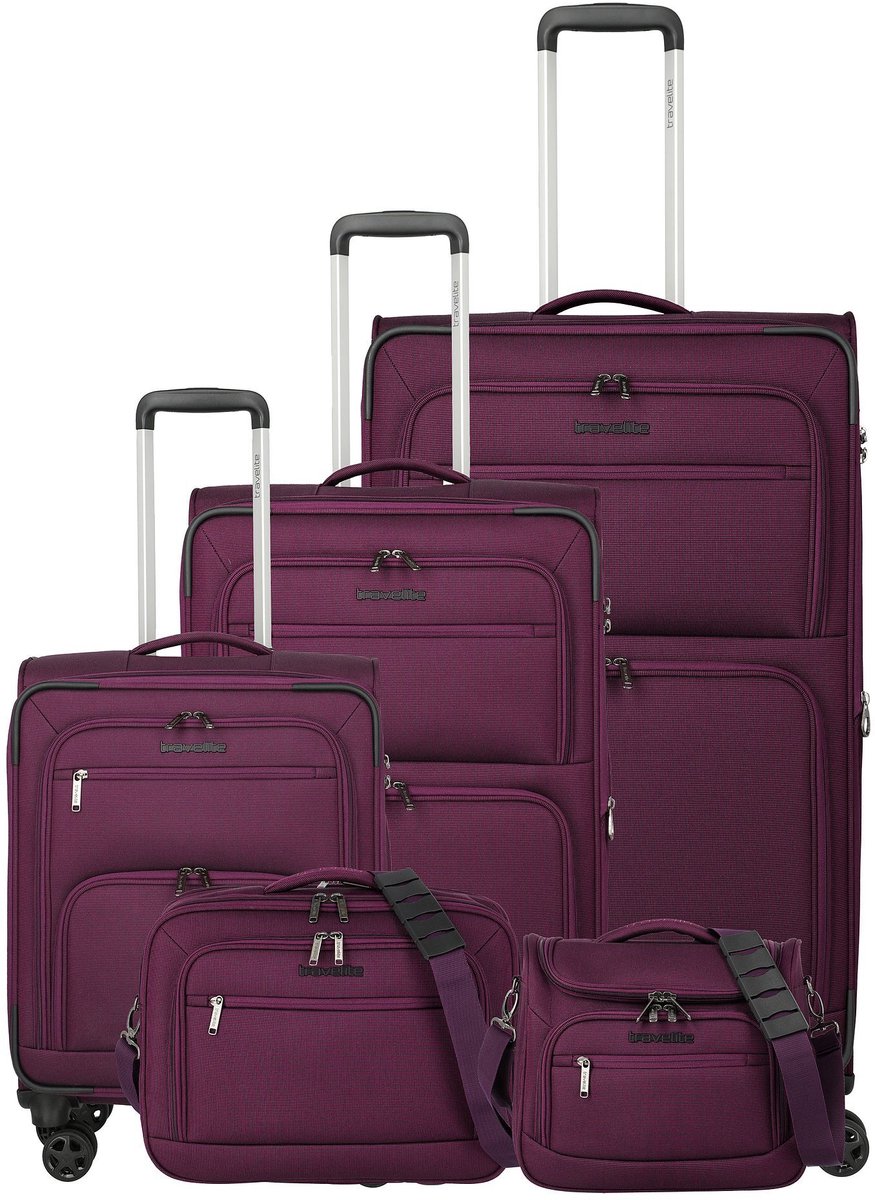 Travelite Cubis - 4-wiel trolley set 5-delig (berry)