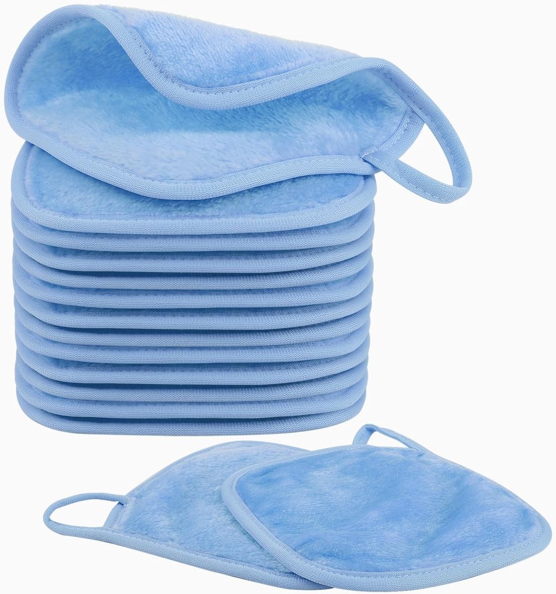 15 Stuks Microfiber Gezichtsdoekjes 15x15cm, Herbruikbare Make-up Verwijderdoekjes voor Dagelijks Gebruik, Ultra Zachte Make-up Pads voor Reizen en Reiniging, Blauw