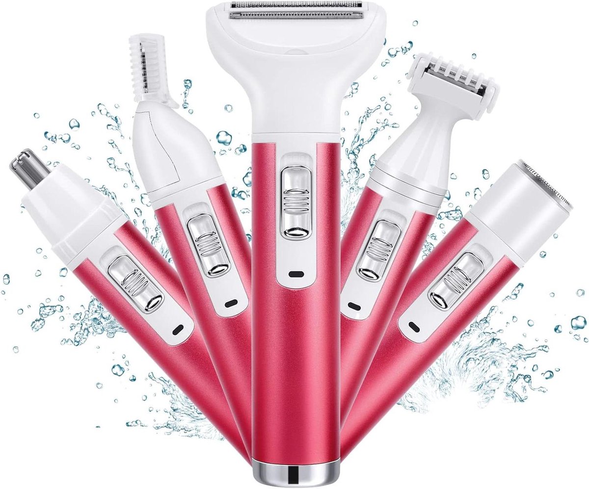 Elektrisch Ladyshave - Dames Scheerapparaat - Persoonlijke Verzorging - 5-in-1 Multifunctioneel - USB Oplaadbaar - Wit