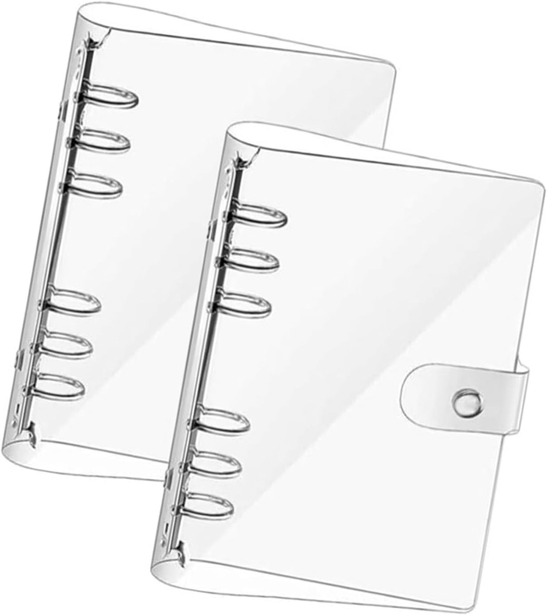 Duidelijke PVC Notitieboekhoes, 2 Stuks Zachte Flexibele Mappen met Druksluiting, Waterdichte Organizer voor Dagboek, School en Kantoor, 6 Gaten Ringband